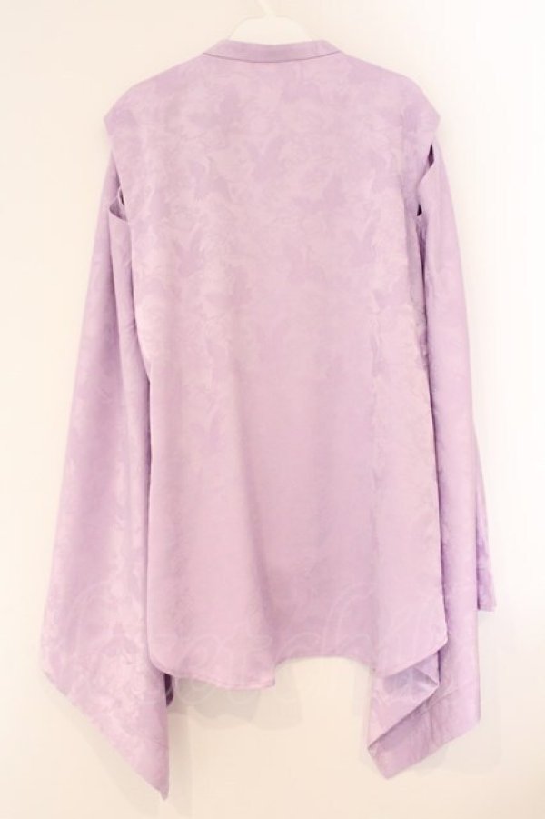 画像4: rezen / 鶴ジャガード狩衣風和袖シャツ M 藤色 O-26-04-09-034-LO-BL-IG-OS (4)