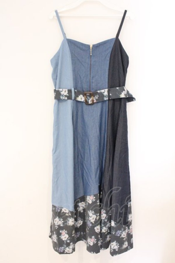 画像1: axes femme / パッチワークワンピース M ブルー O-26-04-09-037-AX-OP-IG-OS (1)