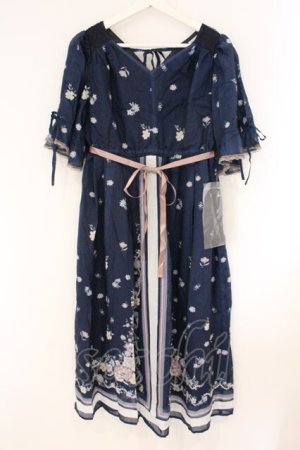 画像: axes femme / ボタニカルスカーフ柄ワンピース F ネイビー O-26-04-09-038-AX-OP-IG-OS