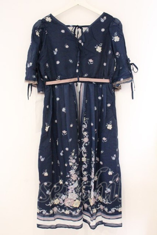 画像3: axes femme / ボタニカルスカーフ柄ワンピース F ネイビー O-26-04-09-038-AX-OP-IG-OS (3)