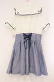 画像3: Secret Honey / ストライプセーラーワンピース 2 シロ×ブルー O-26-04-09-039-CA-OP-IG-OS (3)