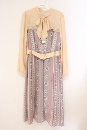 画像: axes femme / レトロモチーフボータイワンピース M キナリ O-26-04-09-054-AX-OP-OW-OS