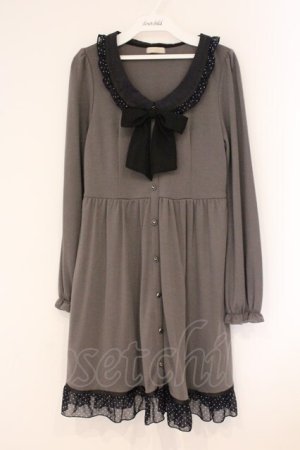 画像: axes femme POETIQUE / ドットフリルカットワンピース M グレー O-26-04-09-055-AX-OP-OW-OS