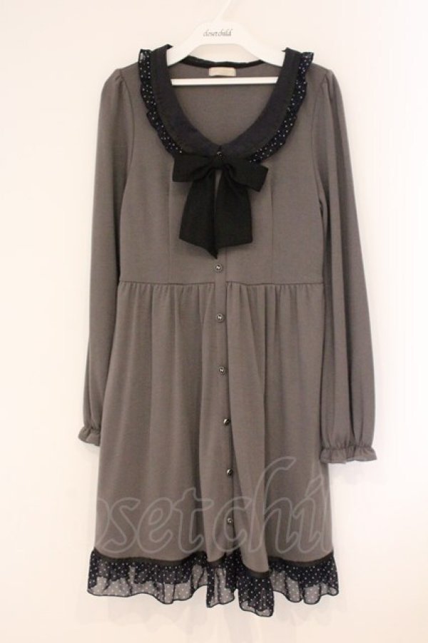 画像1: axes femme POETIQUE / ドットフリルカットワンピース M グレー O-26-04-09-055-AX-OP-OW-OS (1)