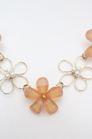 画像: axes femme / お花ビジューネックレス  ゴールド×ピンク O-26-04-09-1049-AX-AC-IG-OS