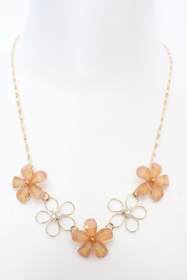 画像2: axes femme / お花ビジューネックレス  ゴールド×ピンク O-26-04-09-1049-AX-AC-IG-OS (2)
