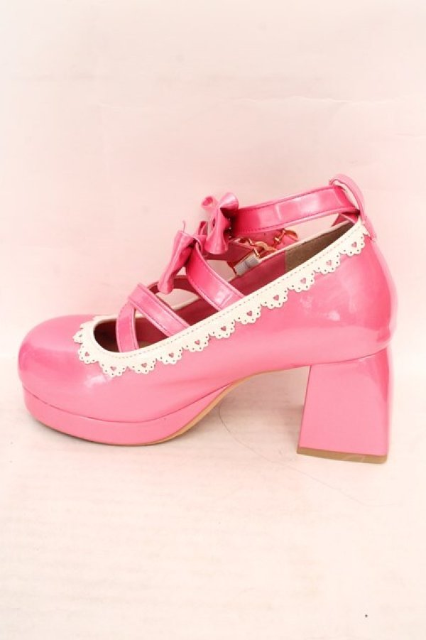 画像7: Chalmiere / ダブルリボンスカラップパンプス S 濃ピンク O-26-04-09-1058-0-SH-OW-OS (7)