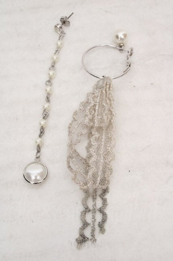 画像1: axes femme / レースパールピアス  シルバー O-26-04-09-1074-AX-AC-IG-OS (1)