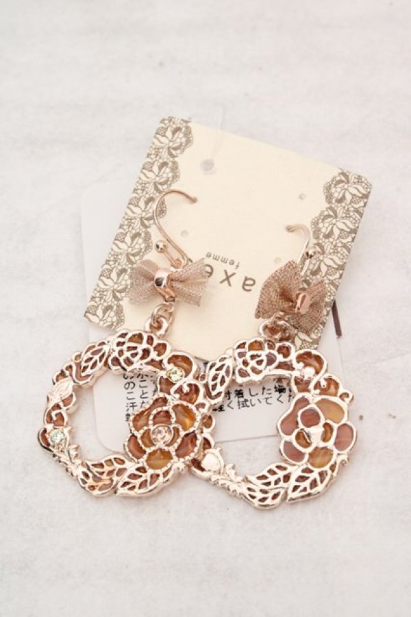 画像1: axes femme / リース風カラーピアス  ピンクゴールド O-26-04-09-1082-AX-AC-IG-OS (1)