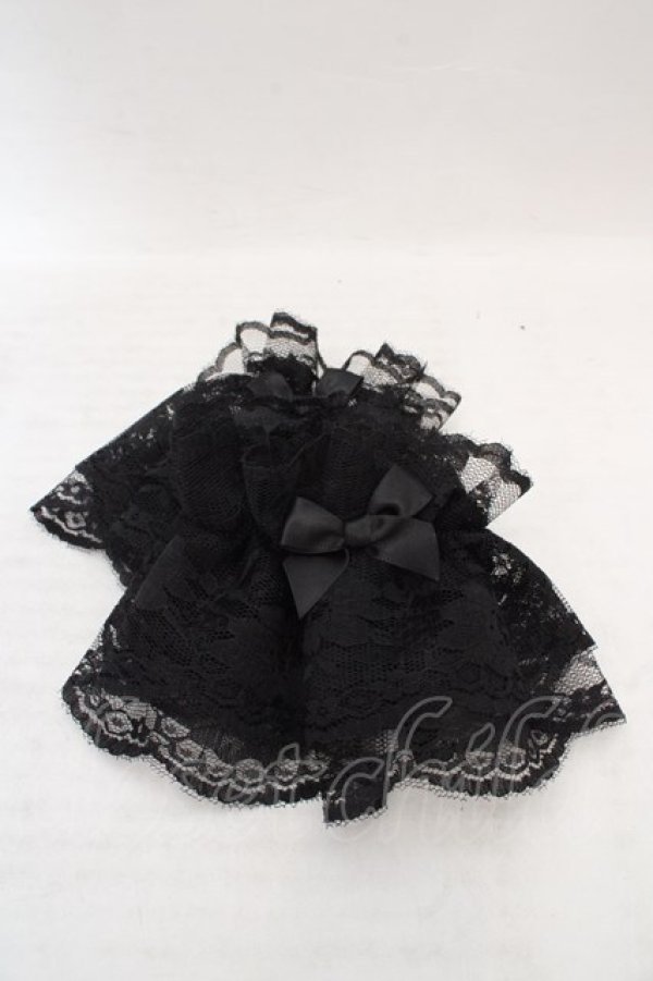 画像1: Triple fortune / ラッセルレースお袖留め  ブラック O-26-04-09-1089-EL-ZA-IG-OS (1)