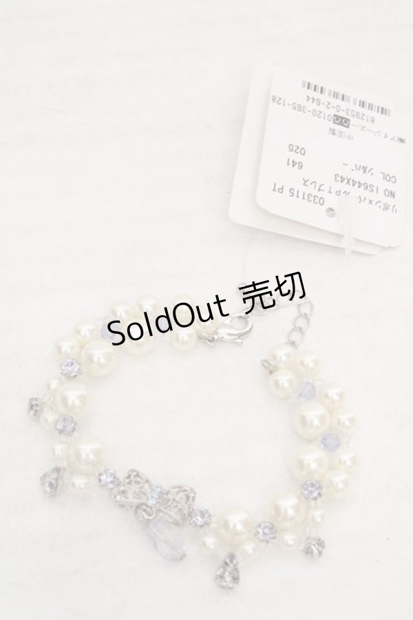 画像1: axes femme / リボン×パールPTブレスレット  シルバー O-26-04-09-1093-AX-AC-IG-OS (1)