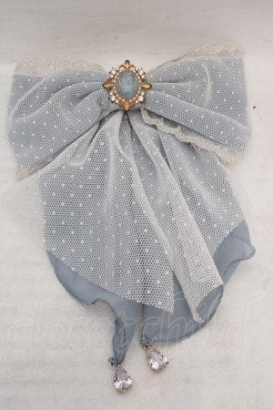 画像: Amavel / リボンパーツ付レースリボンバレッタ  アオｘシロ O-26-04-09-1096-CA-ZA-YM-OS