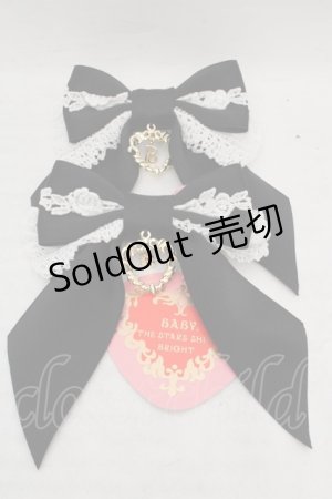 画像: BABY,THE STARS SHINE BRIGHT / ローズレースのダルサテンリボンクリップ  クロ×シロ O-26-04-09-1100-BA-AC-IG-OS