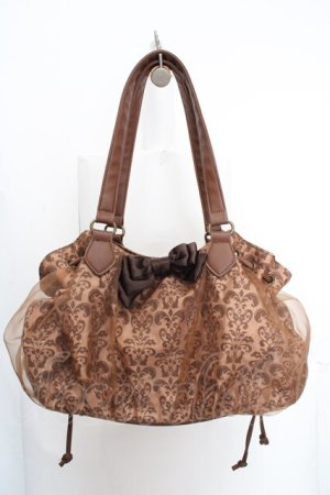 画像: axes femme / アラベスク柄オーガンジー重ねバッグ 450×130×250mm ブラウン O-26-04-09-1122-AX-BG-IG-OS