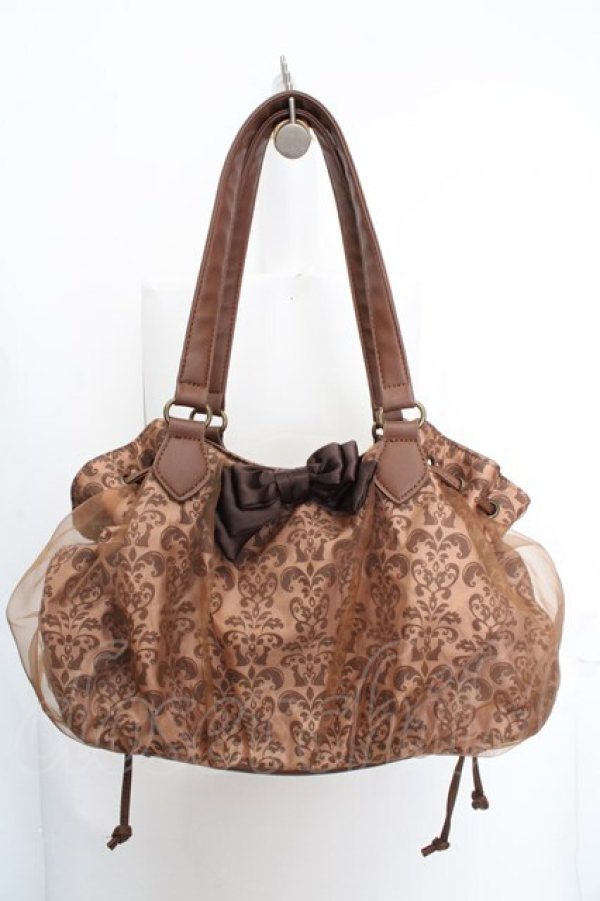 画像1: axes femme / アラベスク柄オーガンジー重ねバッグ 450×130×250mm ブラウン O-26-04-09-1122-AX-BG-IG-OS (1)