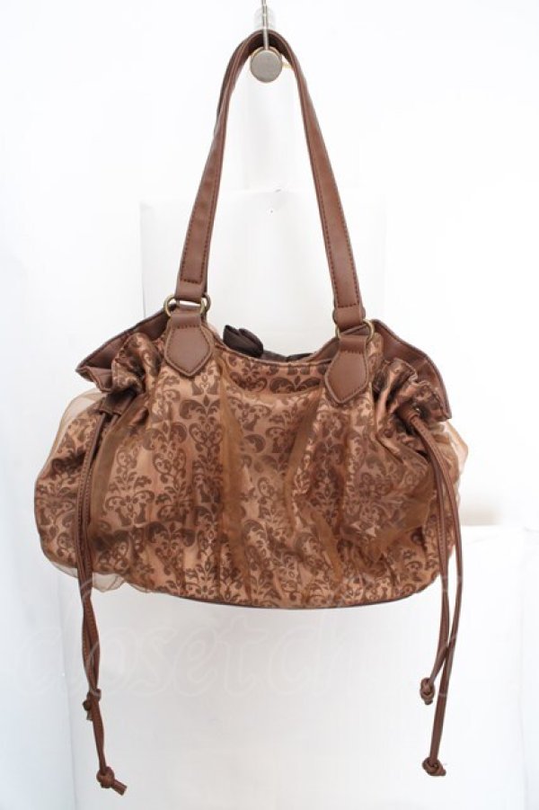 画像2: axes femme / アラベスク柄オーガンジー重ねバッグ 450×130×250mm ブラウン O-26-04-09-1122-AX-BG-IG-OS (2)