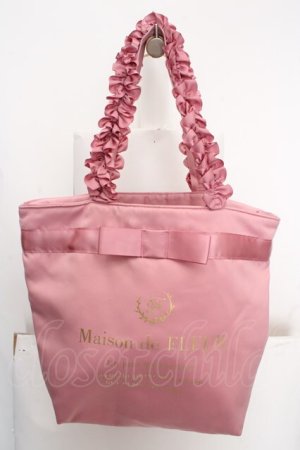 画像: Maison de FLEUR / ブランドロゴフリルハンドルトートMバッグ  ピンク O-26-04-09-1124-LO-BG-IG-OS