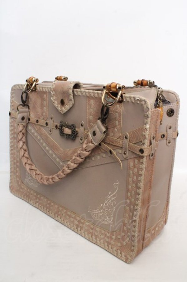 画像1: OZZ ANGELO / レザー型押しバッグ  ベージュ O-26-04-09-1131-OO-BG-IG-OS (1)