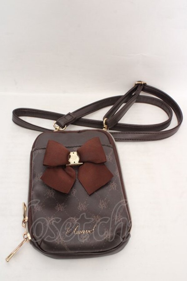 画像1: Amavel / リボン付きスマホショルダーバッグ  ブラウン O-26-04-09-1132-CA-BG-YM-OS (1)