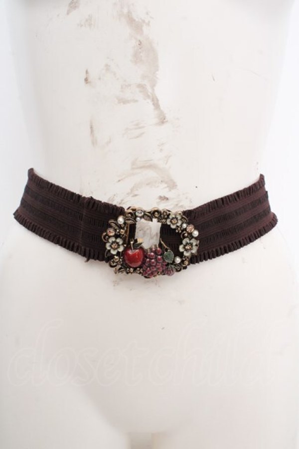 画像2: axes femme / シーズナルフルーツゴムベルト  ブラウン×ゴールド O-26-04-09-1033-AX-ZA-IG-OS (2)