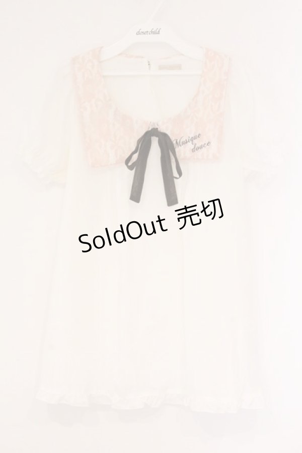 画像1: axes femme POETIQUE / レース襟Aラインプルブラウス M シロ×ピンク O-26-04-09-056-AX-BL-OW-OS (1)