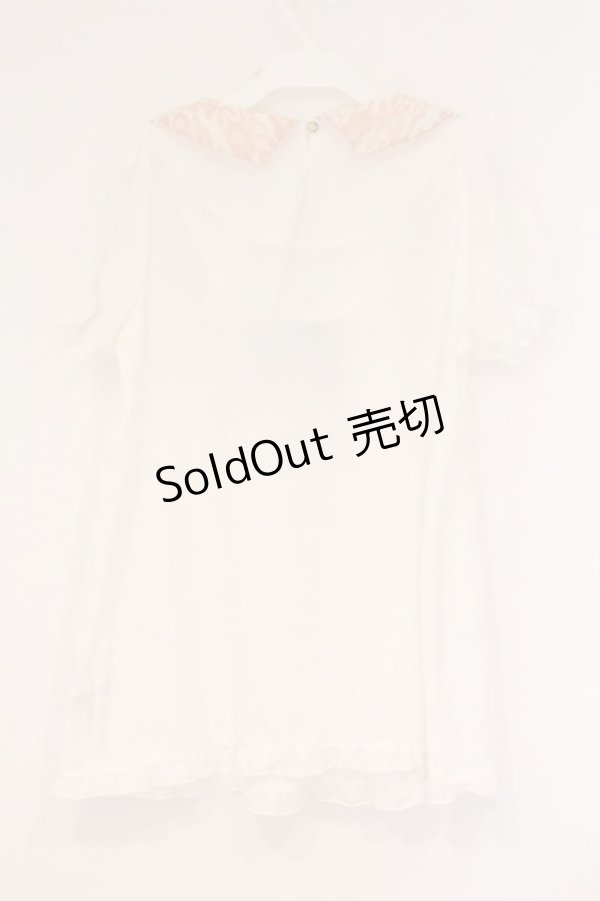 画像3: axes femme POETIQUE / レース襟Aラインプルブラウス M シロ×ピンク O-26-04-09-056-AX-BL-OW-OS (3)