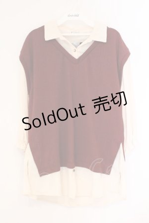 画像: axes femme / ベストレイヤード風プルオーバー M ワイン O-26-04-09-057-AX-BL-OW-OS