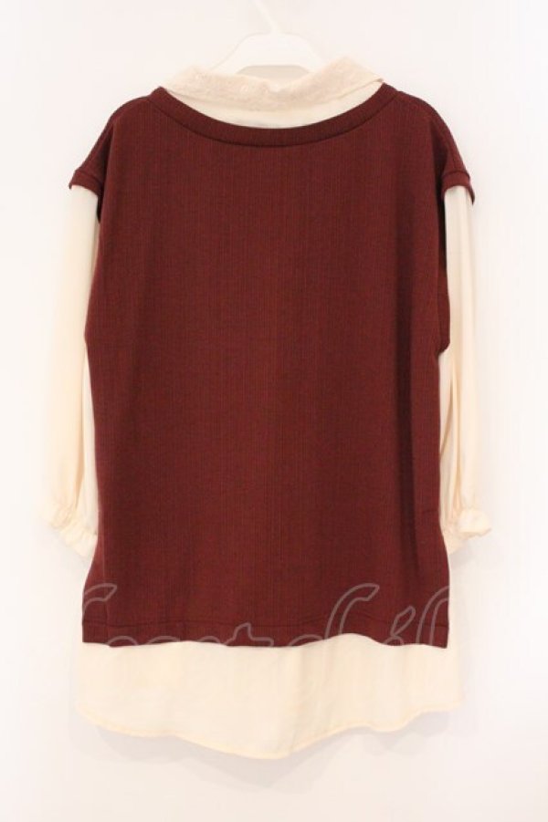 画像3: axes femme / ベストレイヤード風プルオーバー M ワイン O-26-04-09-057-AX-BL-OW-OS (3)
