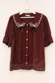 画像1: axes femme POETIQUE / 立体バラスカラップ襟半袖ブラウス M ワイン O-26-04-09-058-AX-BL-OW-OS (1)