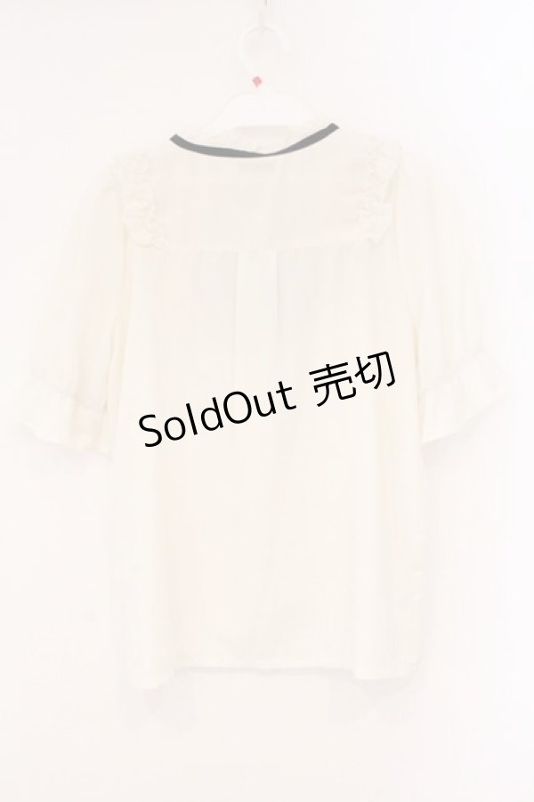 画像3: axes femme POETIQUE / 花ブローチ付プチスタンドブラウス M キナリ O-26-04-09-059-AX-BL-OW-OS (3)