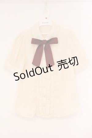 画像: axes femme / リボン付半袖ブラウス M キナリ O-26-04-09-060-AX-BL-OW-OS