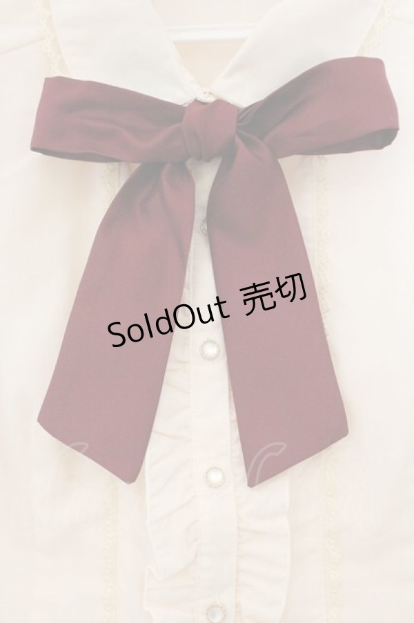 画像2: axes femme / リボン付半袖ブラウス M キナリ O-26-04-09-060-AX-BL-OW-OS (2)