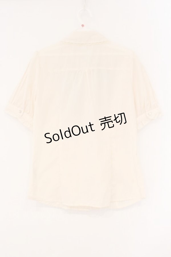 画像3: axes femme / リボン付半袖ブラウス M キナリ O-26-04-09-060-AX-BL-OW-OS (3)