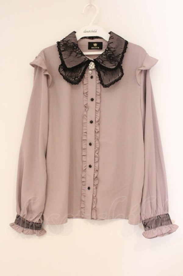 画像1: Rojita / 衿レース前立てフリルブラウス F ピンク O-26-04-09-062-LO-BL-OW-OS (1)