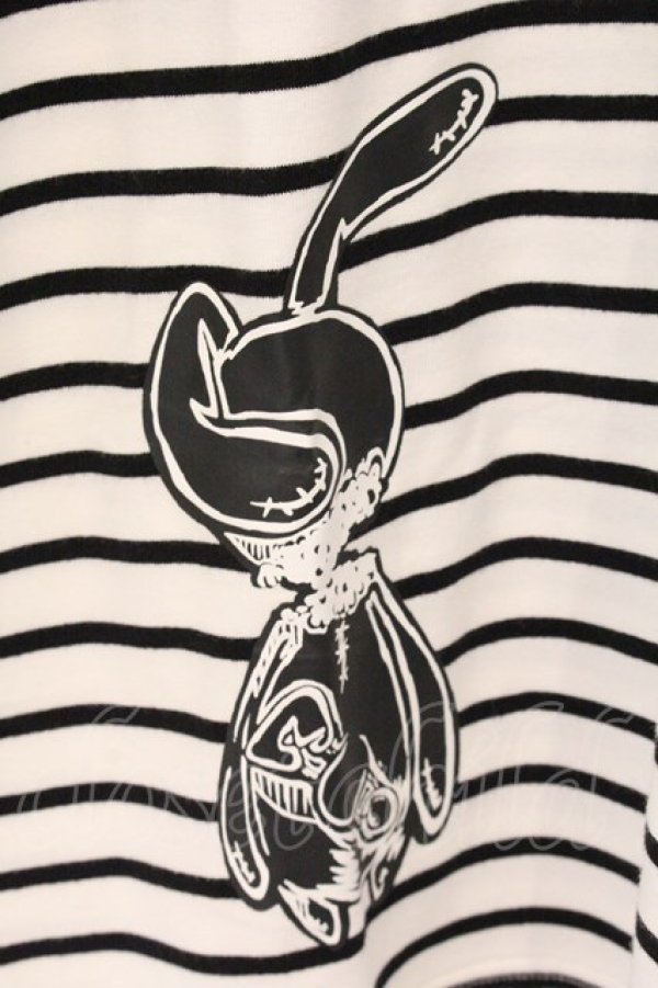 画像2: NieR Clothing / 襟付きボーダーBIGカットソー F ホワイトｘブラック O-26-04-09-063-PU-TO-YM-OS (2)