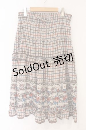 画像: axes femme / パネル柄ロングスカート M ベージュ×ブラウン O-26-04-09-066-AX-SK-IG-OS