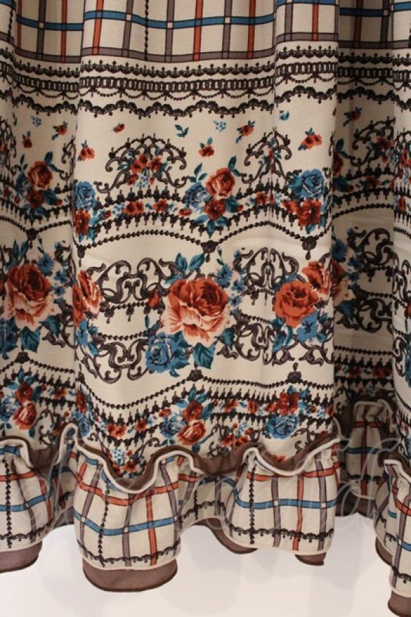 画像2: axes femme / パネル柄ロングスカート M ベージュ×ブラウン O-26-04-09-066-AX-SK-IG-OS (2)