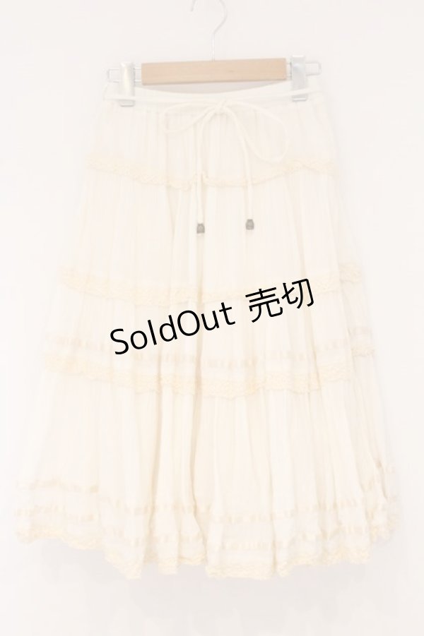 画像1: axes femme / レース使いロングスカート  アイボリー O-26-04-09-070-AX-SK-IG-OS (1)