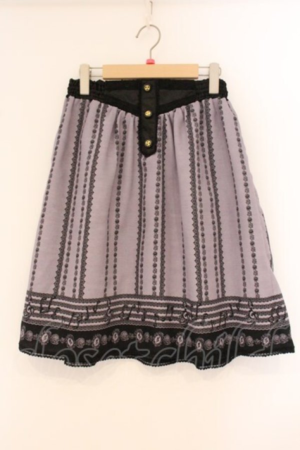 画像1: axes femme / 音符プリントスカート  ラベンダー×クロ O-26-04-09-073-AX-SK-IG-OS (1)