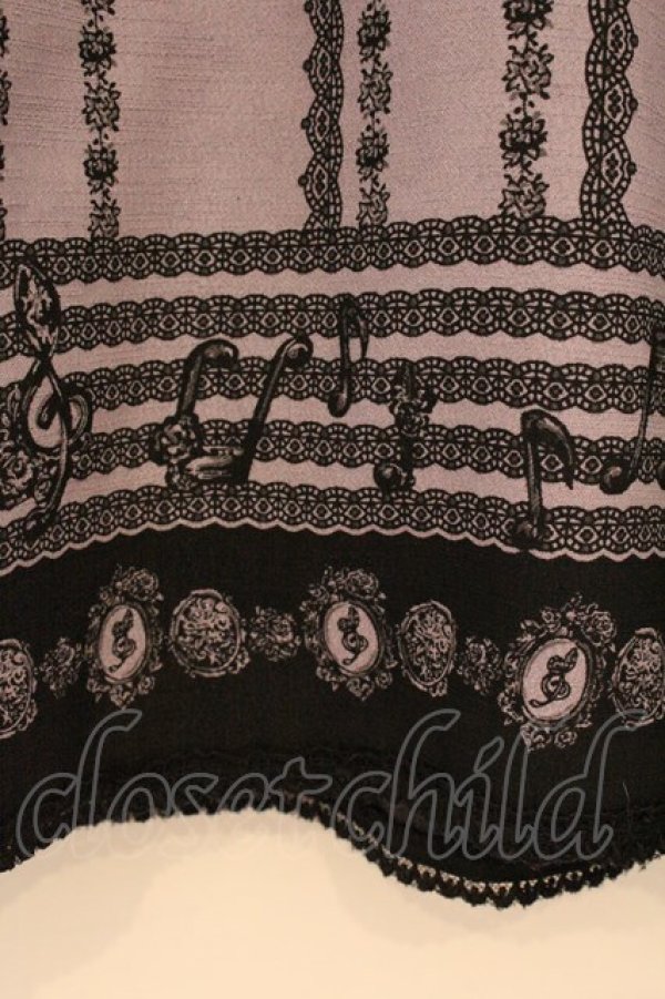 画像2: axes femme / 音符プリントスカート  ラベンダー×クロ O-26-04-09-073-AX-SK-IG-OS (2)