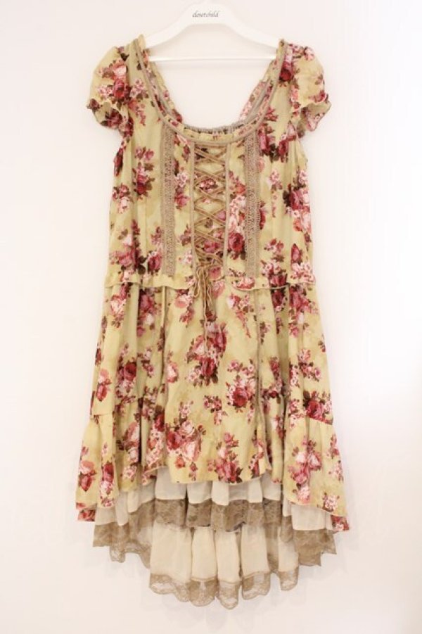 画像1: axes femme / ブーケ花柄ワンピース  イエロー O-26-04-09-077-AX-OP-IG-OS (1)