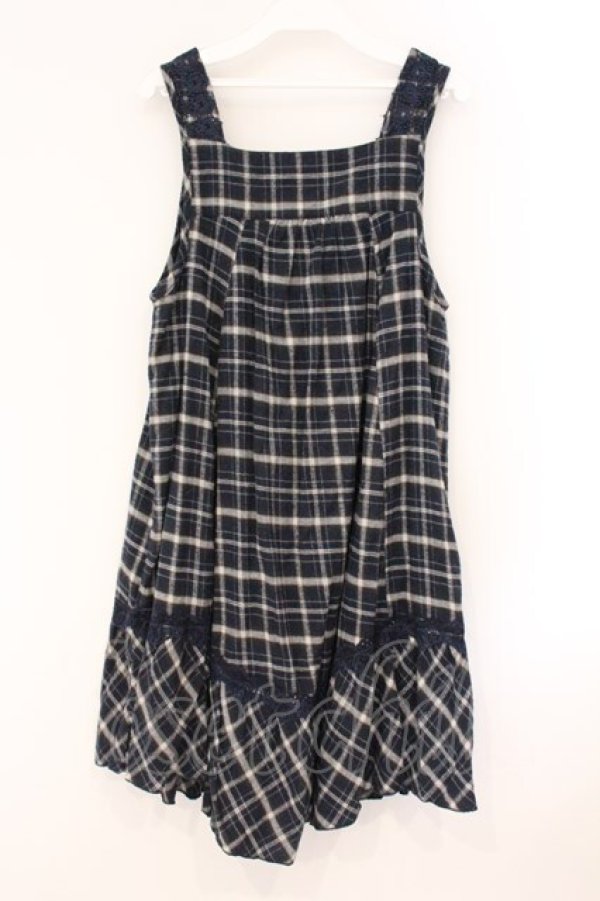 画像3: axes femme / フラワーモチーフジャンパースカート M ネイビー O-26-04-09-081-AX-OP-IG-OS (3)