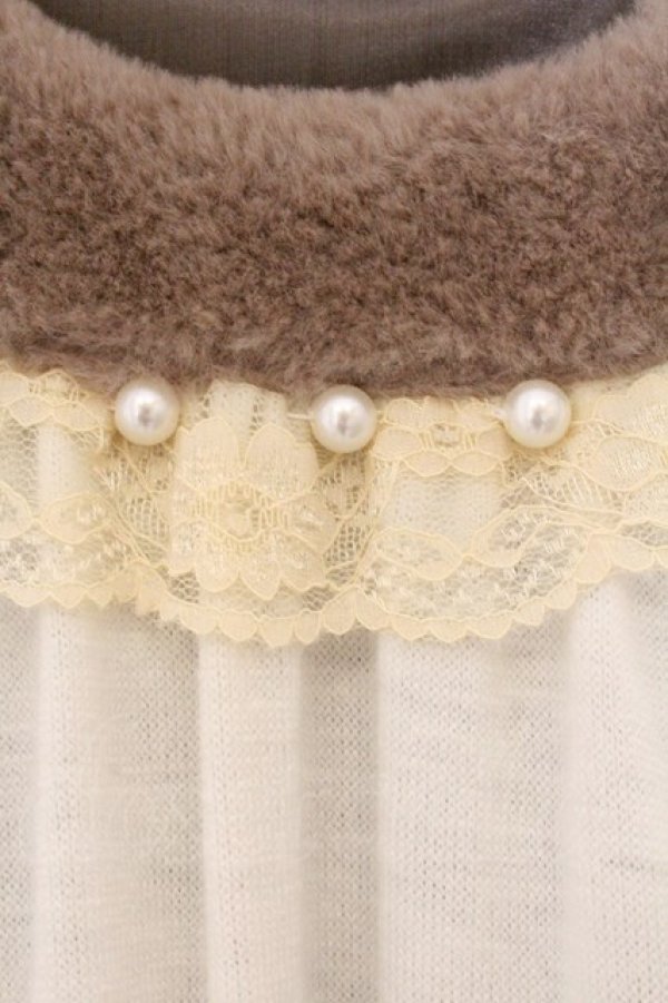 画像2: axes femme / ファー切替えパール付きチュニ M 生成り O-26-04-09-082-AX-OP-IG-OS (2)