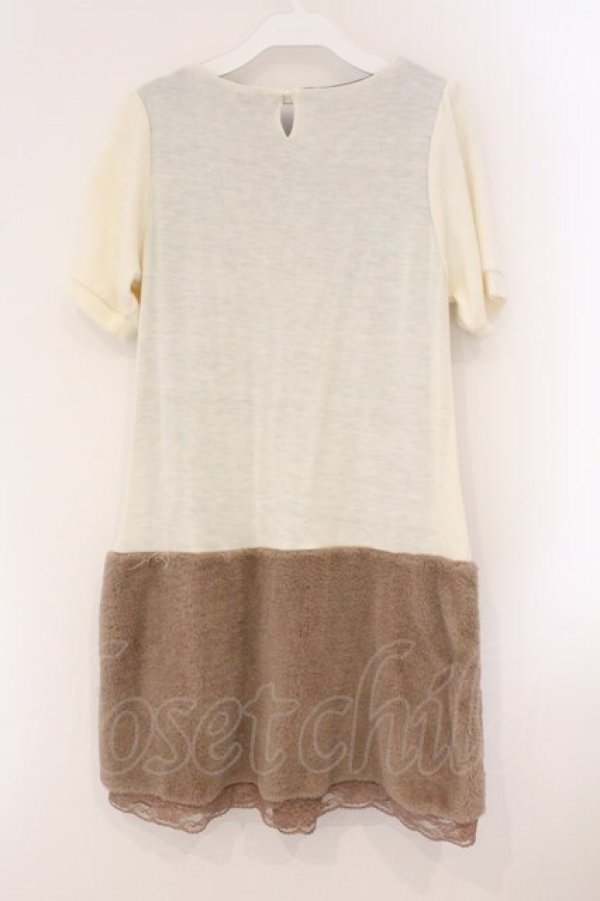 画像3: axes femme / ファー切替えパール付きチュニ M 生成り O-26-04-09-082-AX-OP-IG-OS (3)