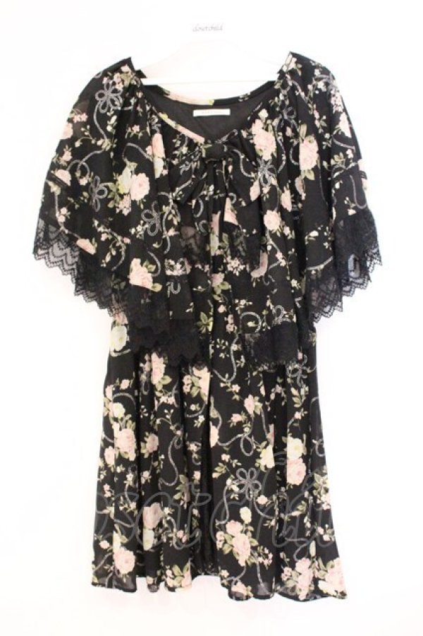 画像1: axes femme / ラメシフォンプリントチュニ  クロ O-26-04-09-084-AX-OP-IG-OS (1)