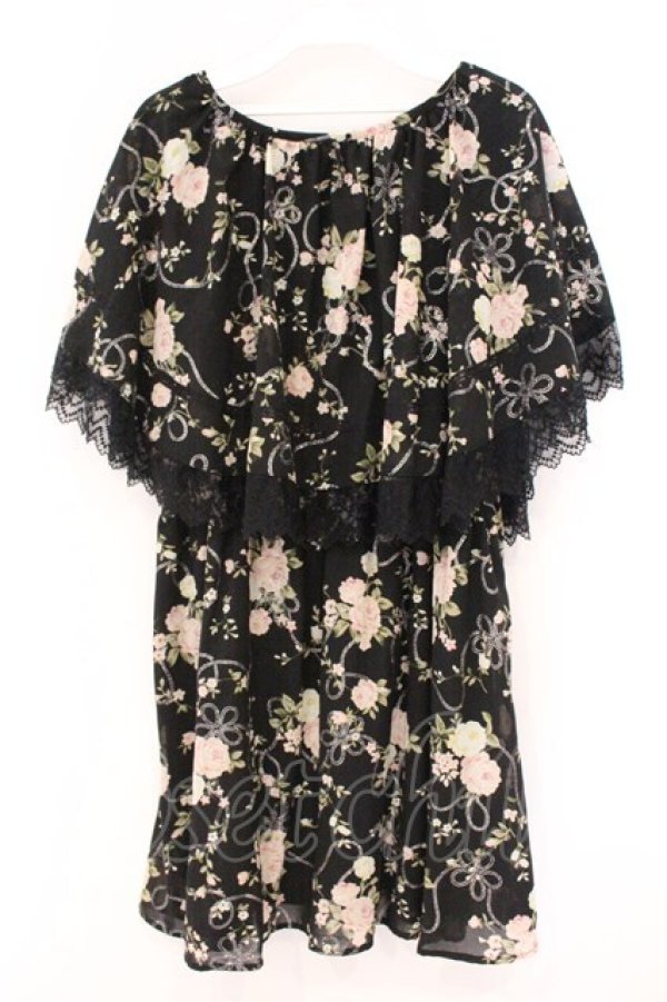 画像3: axes femme / ラメシフォンプリントチュニ  クロ O-26-04-09-084-AX-OP-IG-OS (3)