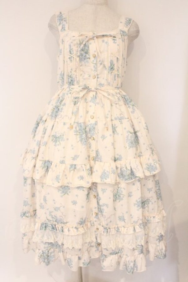 画像1: LUCKY FLOWER / Tower of Flower ティアードドレス  アイボリー×サックス O-26-04-09-006-LO-OP-IG-OS (1)