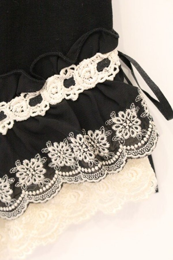 画像2: axes femme / はしごレースレギンス  クロ×アイボリー O-26-04-09-085-AX-PA-IG-OS (2)