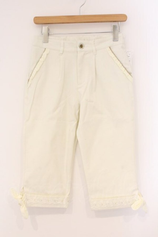 画像1: axes femme / 裾リボンバミューダパンツ M 生成り O-26-04-09-086-AX-PA-IG-OS (1)