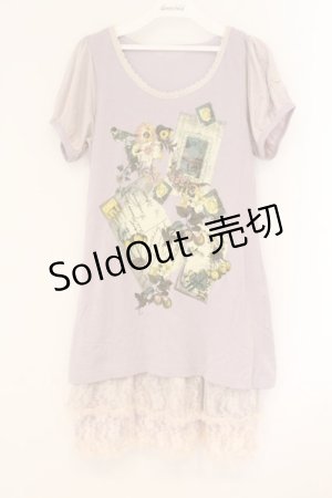 画像: axes femme / カットソー花リース柄チュニ  ラベンダー O-26-04-09-087-AX-OP-IG-OS